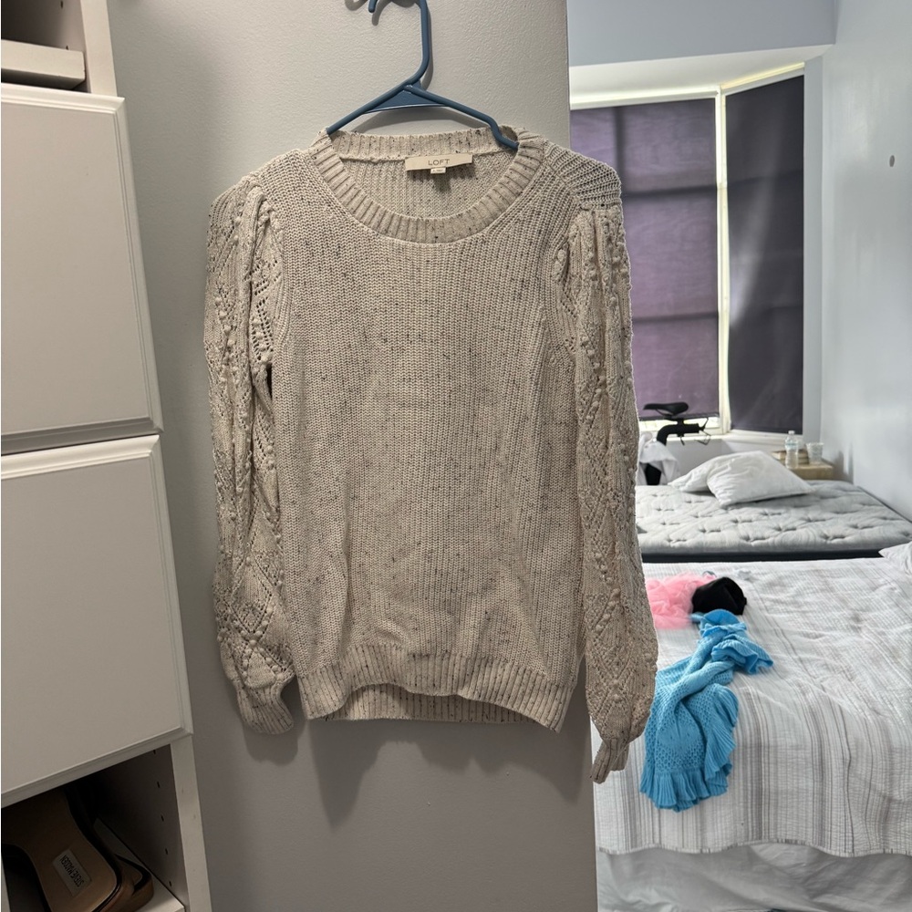 Loft Flecked Bobble Pointelle Sweater
